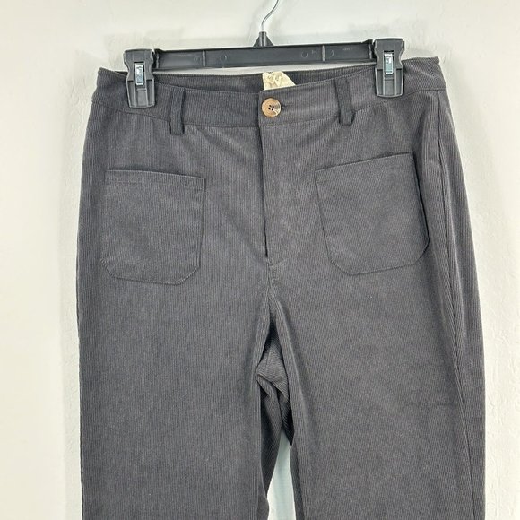 Harper Heritage Women’s Corduroy Pants M Bootcut Leg Gray Pockets - Picture 2 of 9
